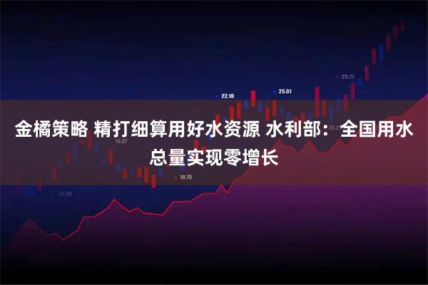 金橘策略 精打细算用好水资源 水利部：全国用水总量实现零增长